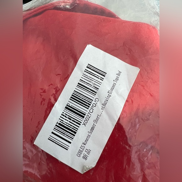 GOBLES Summer Short Sleeve Shirt V Neck with Tie Knot Batwing Blouse NIP Size:S - Picture 8 of 8